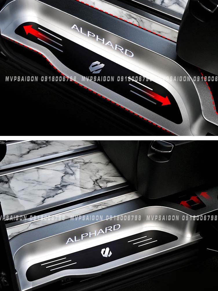 Ốp bậc lên xuống hợp kim nhôm dành cho Toyota Alphard