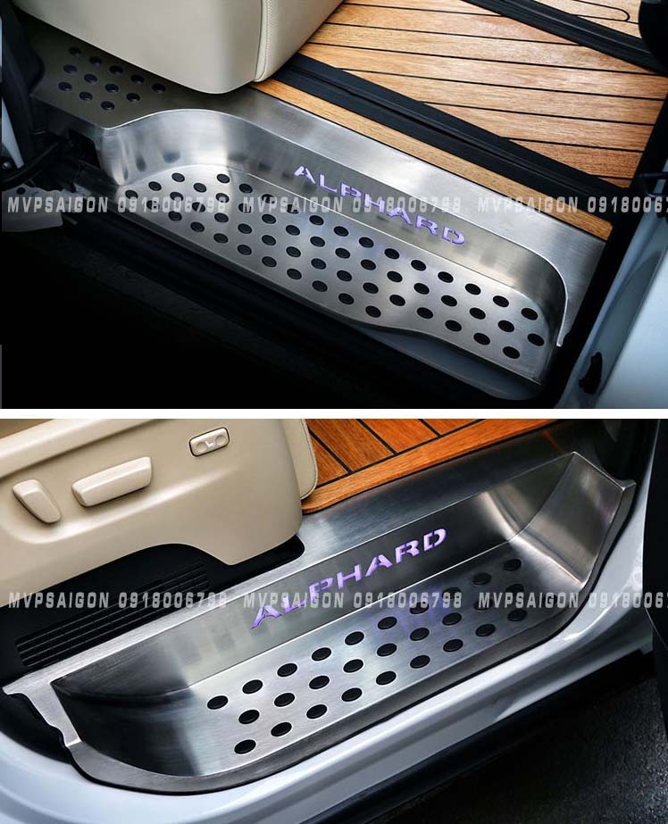 Ốp bậc lên xuống hợp kim nhôm dành cho Toyota Alphard