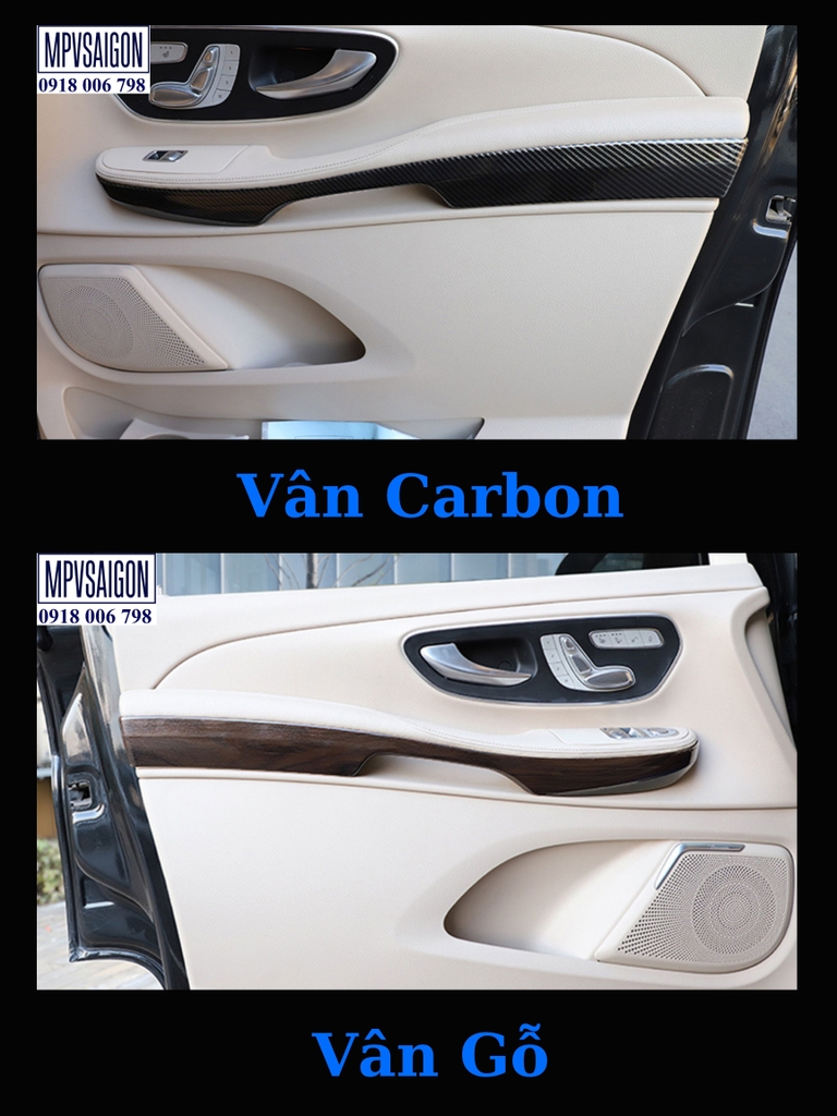 Ốp carbon, ốp vân gỗ 15 chi tiết nội thất Mercedes Benz V250