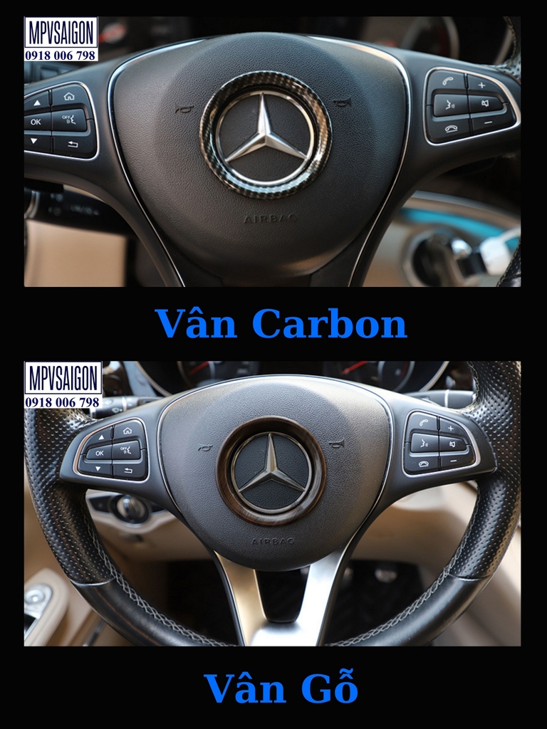 Ốp carbon, ốp vân gỗ 15 chi tiết nội thất Mercedes Benz V250