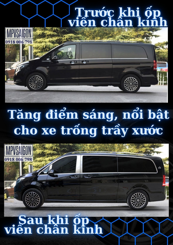 Ốp viền chân kính dành riêng Mercedes V250