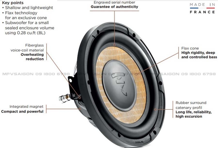 P20 FSE SHALLOW - Sub hơi 8 inch mỏng với màng Flax Evo