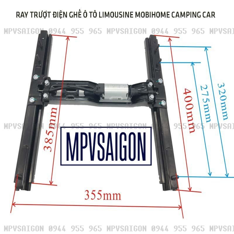 Ray trượt điện 12V Motor giữa (Ray ngắn)