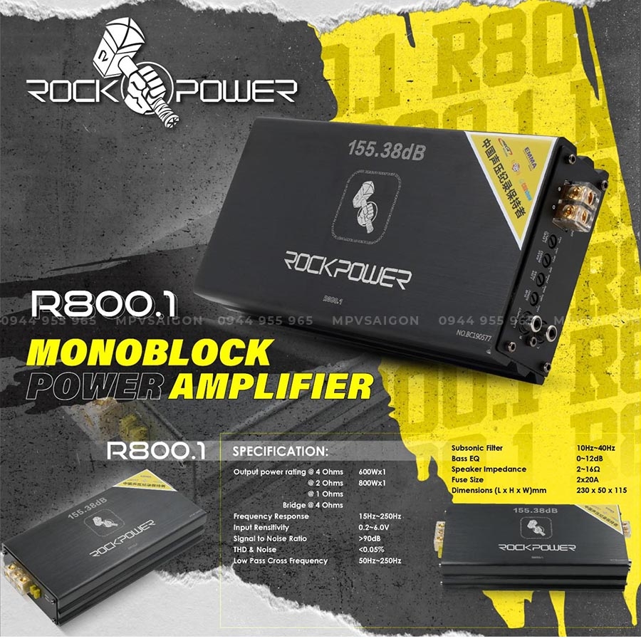 ROCKPOWER R800V2 AMPLIFIER MONO CLASS D