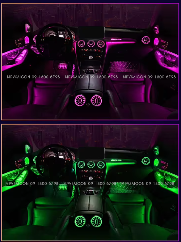 Cửa gió điều hoà Tuabin Led 64 màu cho xe Mercedes-Benz C, GLC Class (2015-2025)