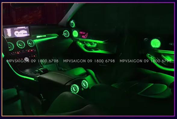 Cửa gió điều hoà Tuabin Led 64 màu cho xe Mercedes-Benz C, GLC Class (2015-2025)