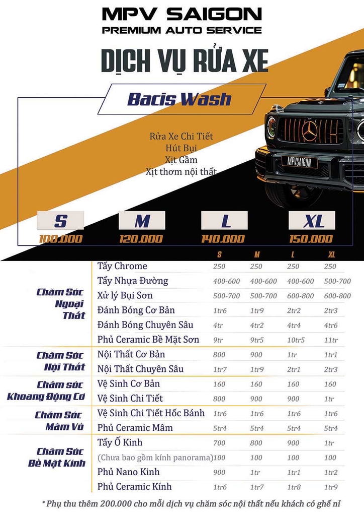 Dịch vụ rửa xe & chăm sóc xe toàn diện tại MPV SAIGON