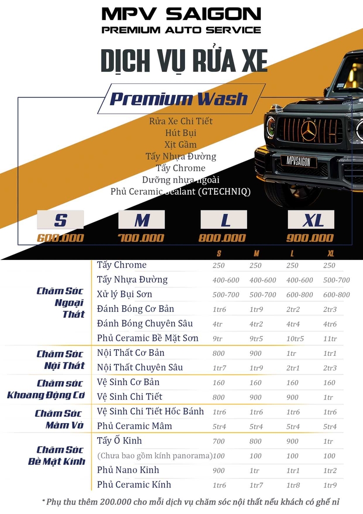 Dịch vụ rửa xe & chăm sóc xe toàn diện tại MPV SAIGON