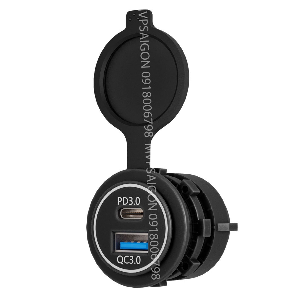 Tẩu sạc nhanh USB dành cho ô tô xe máy QC3.0 PD3.0