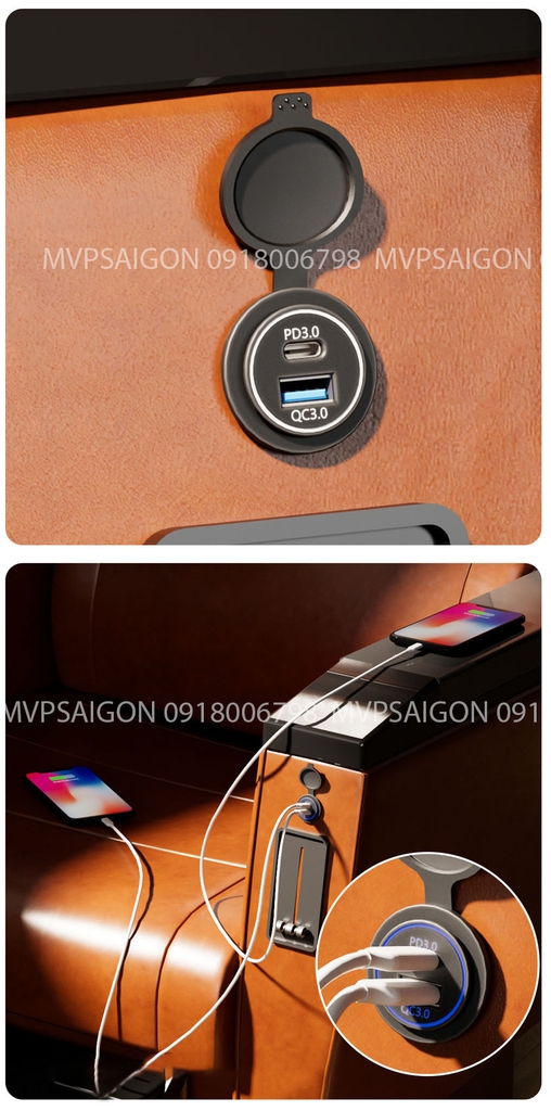 Tẩu sạc nhanh USB dành cho ô tô xe máy QC3.0 PD3.0