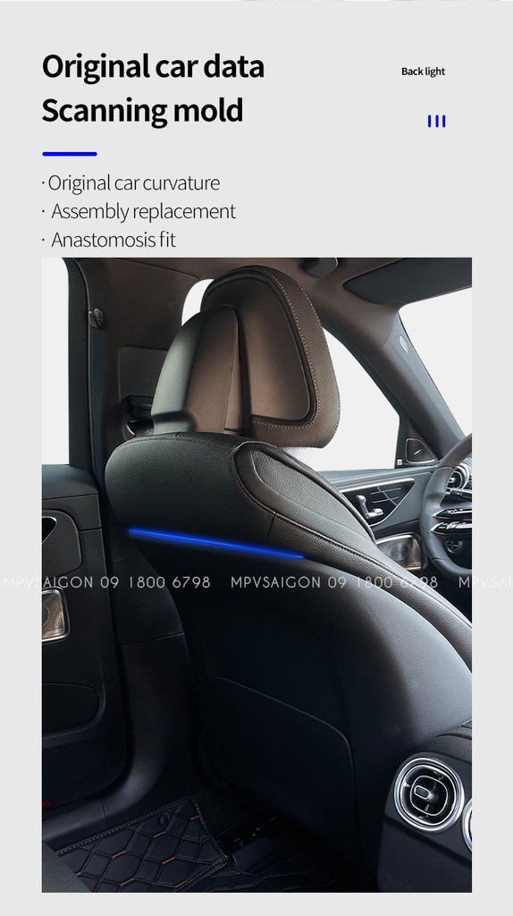 Thanh Led 64 màu lưng ghế sau Mercedes C/GLC/E Class