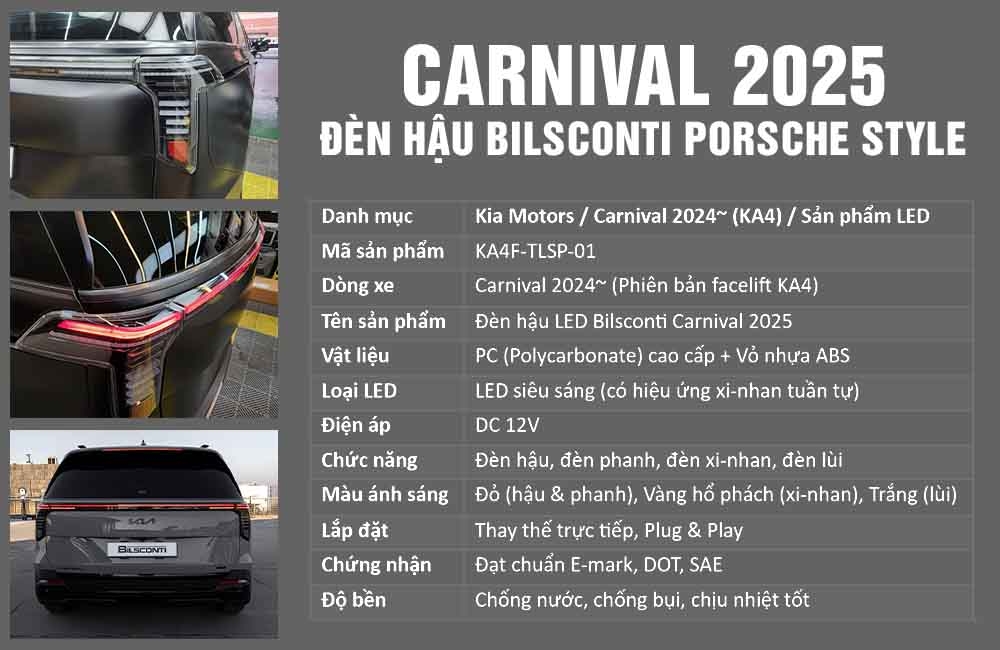 Đèn hậu Porsche cho Carnival 2025: sự khác biệt đến từ BILSCONTI Hàn Quốc