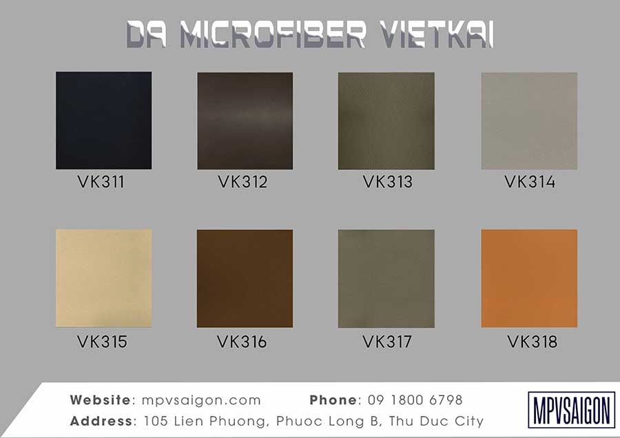 VIỆT KAI - BẢNG MÀU DA NỘI THẤT XE HƠI- Ô TÔ VIETKAI