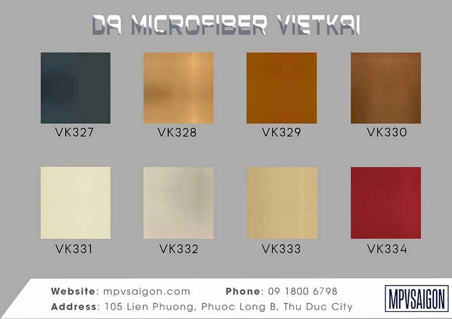 VIỆT KAI - BẢNG MÀU DA NỘI THẤT XE HƠI- Ô TÔ VIETKAI