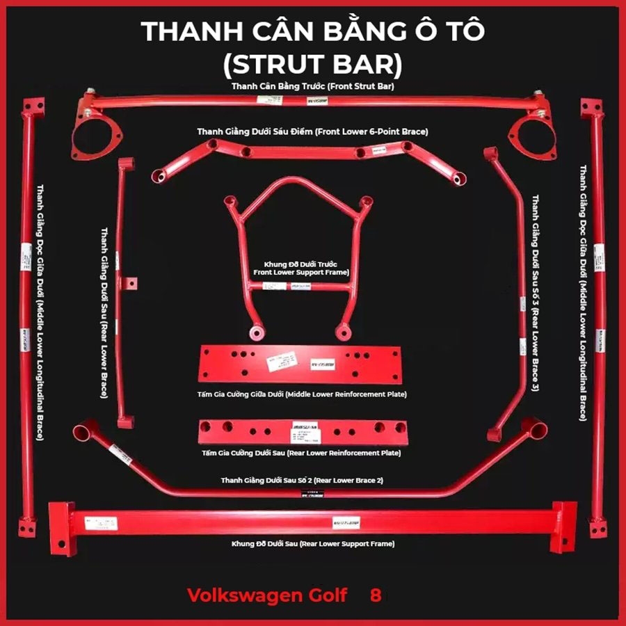 VOLKSWAGEN GOLF: BỘ THANH GIẰNG CÂN BẰNG XE (STRUT BAR)