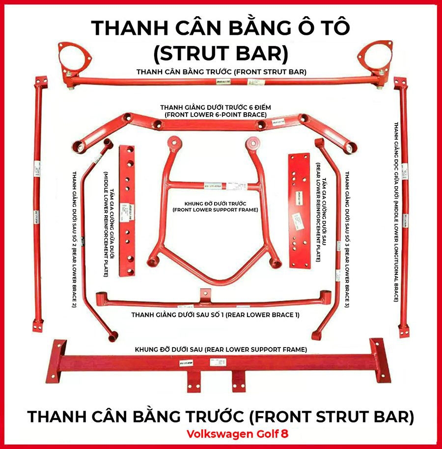 VOLKSWAGEN GOLF: BỘ THANH GIẰNG CÂN BẰNG XE (STRUT BAR)