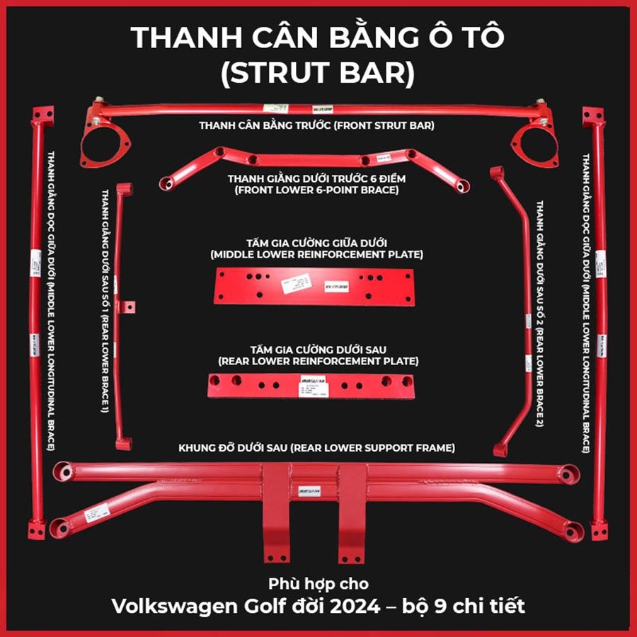 VOLKSWAGEN GOLF: BỘ THANH GIẰNG CÂN BẰNG XE (STRUT BAR)