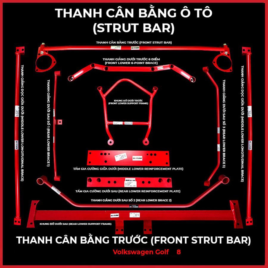 VOLKSWAGEN GOLF: BỘ THANH GIẰNG CÂN BẰNG XE (STRUT BAR)