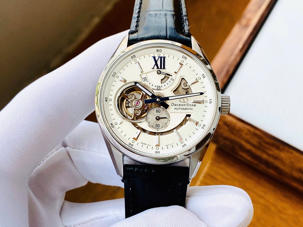 ORIENT STAR JOKER SEMI SKELETON RK-AV0007S MẶT TRẮNG KIM XANH