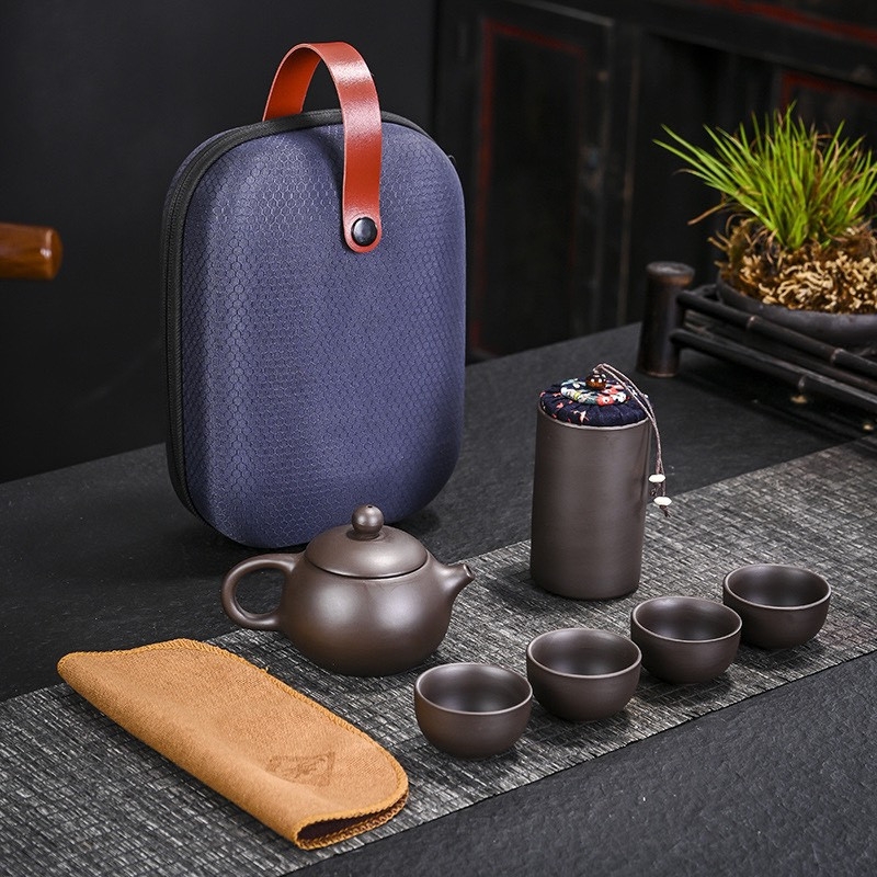 Bộ bình trà tử sa có túi đựng đi du lịch - Linh Kiện Khánh Nhân Bộ Bình Trà Tử Sa Có Túi Đựng Đi Du Lịch - Linh Kiện Khánh Nhân