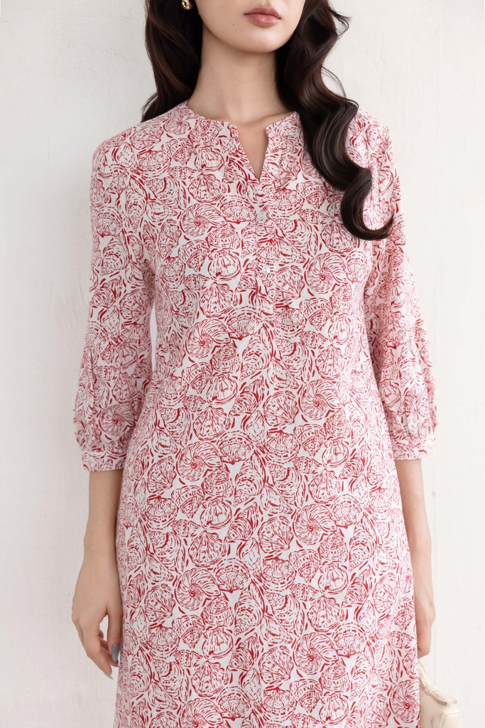 SWANLAKE | Váy Đầm Nữ Suông Tay Lỡ Cổ Trụ Cài Nút Vải Linen Cao Cấp Có Túi Du Lịch Biển Hè D12364LW07