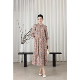 SWANLAKE | Váy Đầm Nữ Maxi Dáng Dài Cổ Trụ Cài Nút Tay Lỡ Linen Bông Nhí Xếp Ly Đuôi Cá D12355LW11