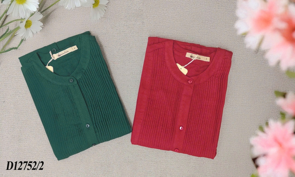SWANLAKE | Váy Đầm Nữ Midi Suông Cổ Trụ Cài Nút Xếp Ly Vải Linen Dây Thắt Eo Xẻ Tà Công Sở D12752LW01