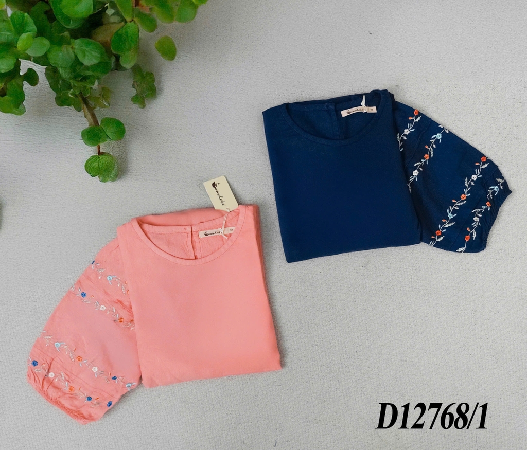 SWANLAKE | Váy Đầm Nữ Suông Vải Linen Tay Bí Lỡ Thêu Hoa Cổ Tròn Có Túi Công Sở Thanh Lịch D12768LW01