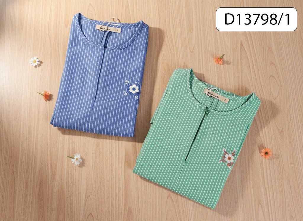 SWANLAKE | Váy Đầm Nữ Suông Sát Nách Vải Cotton Sọc Cổ Trụ Xẻ Bèo Nhún Dạo Phố Du Lịch Hè D13798LW01