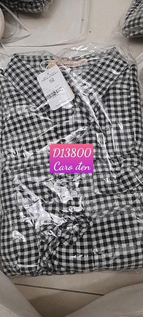 SWANLAKE | Váy Đầm Nữ Sơ Mi Caro Vải Linen Tay Ngắn Chiết Eo Buộc Dây Công Sở Dạo Phố D13800LW01