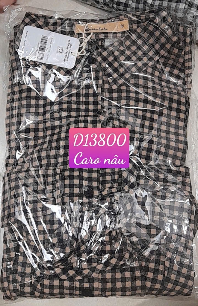 SWANLAKE | Váy Đầm Nữ Sơ Mi Caro Vải Linen Tay Ngắn Chiết Eo Buộc Dây Công Sở Dạo Phố D13800LW01