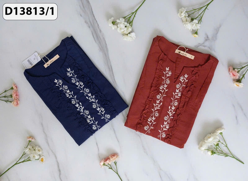 SWANLAKE | Váy Đầm Nữ Midi Suông Sát Nách Cổ Tròn Xẻ V Chất Linen Thêu Hoa Có Túi Dạo Phố D13813LW01