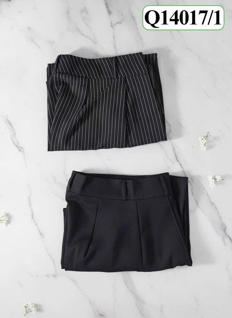 SWANLAKE | Quần Dài Nữ Công Sở Form Suông Ống Rộng Viền Nổi Dập Ly Vải Cotton Thanh Lịch Q14017LW01