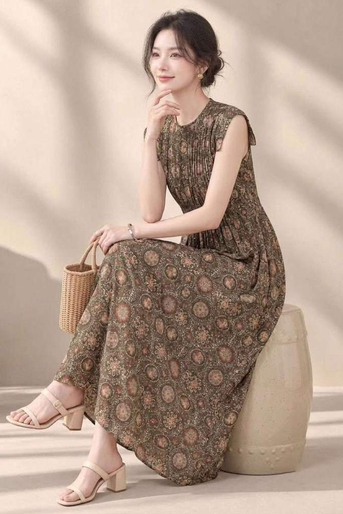 Rustic Bloom Dress | Đầm Linen D14101LW01