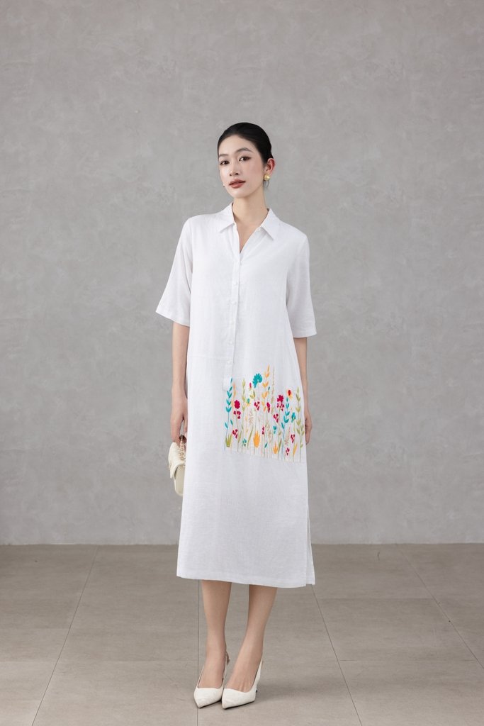 Đầm Sơ Mi Thêu Swanlake - D11297LW04