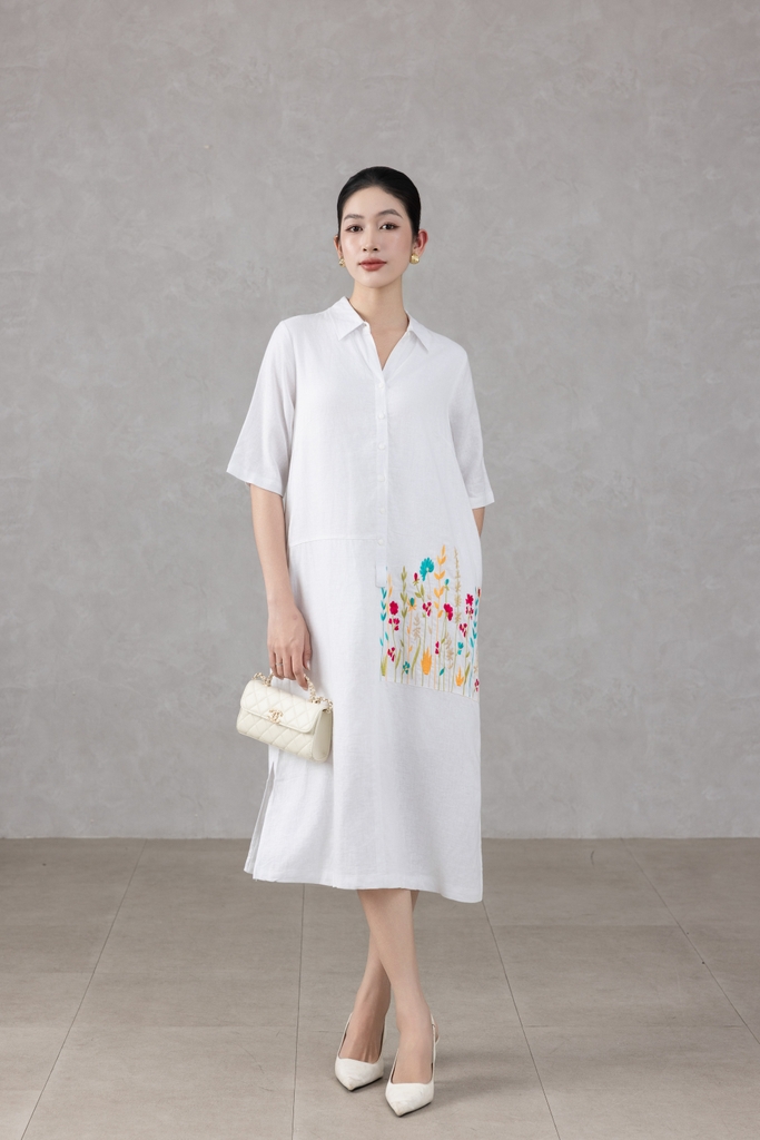Đầm Sơ Mi Thêu Swanlake - D11297LW04