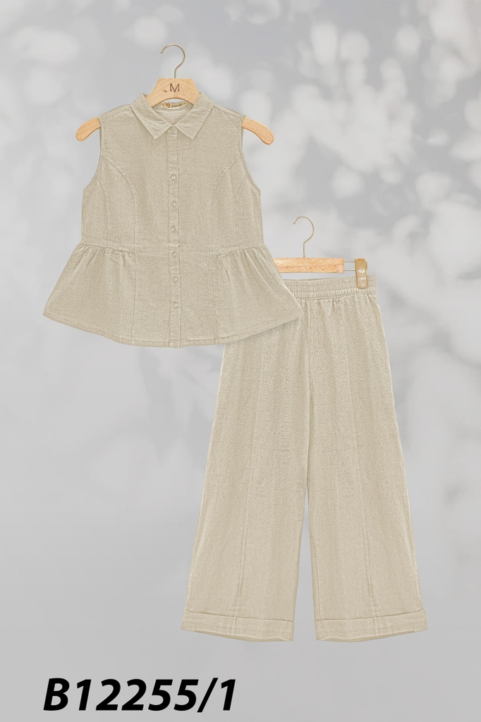 Set Linen Áo Sát Cánh Quần Lửng Swanlake - B12255LW01