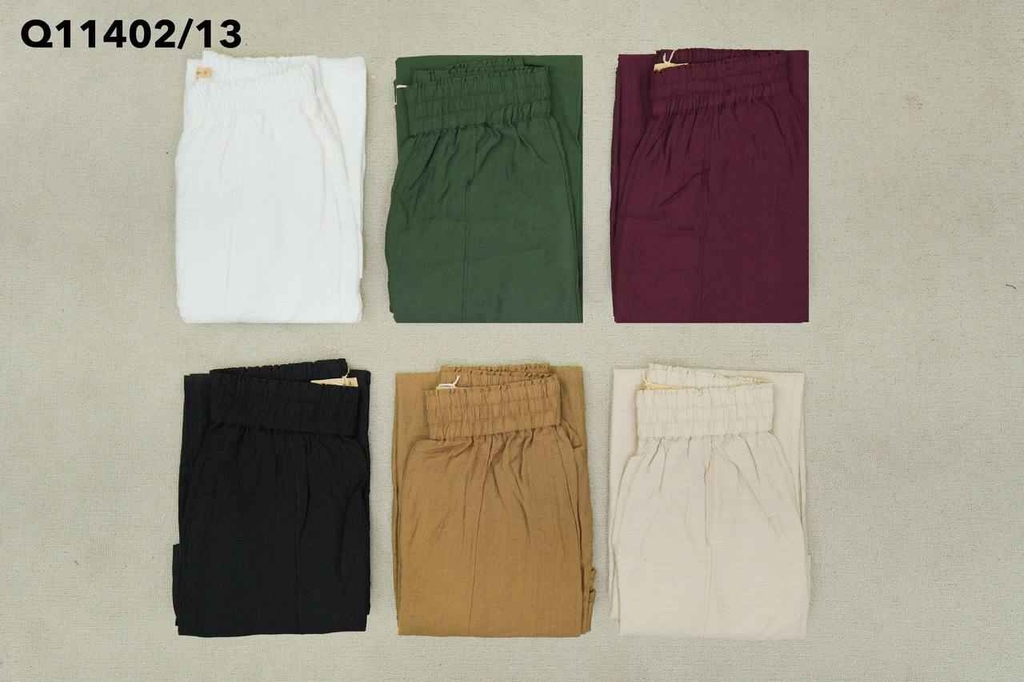 Quần Lụa hàn Ống Rộng Ly Gân Lưng Thun Swanlake - Q11402LW13