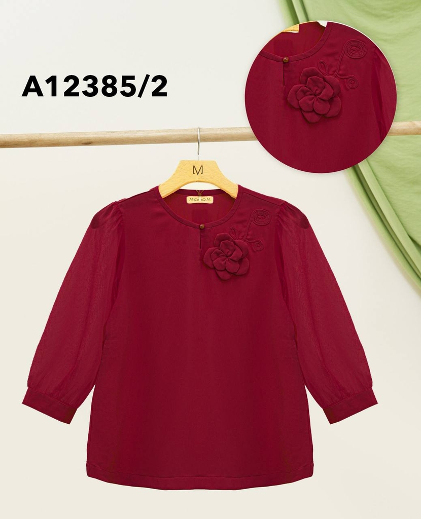 M Collection | Áo Trung Niên Nữ Tặng Mẹ, Tặng Bà Chất Lụa Ngọc Đính Hoa 3D Sang Trọng A12385LW01