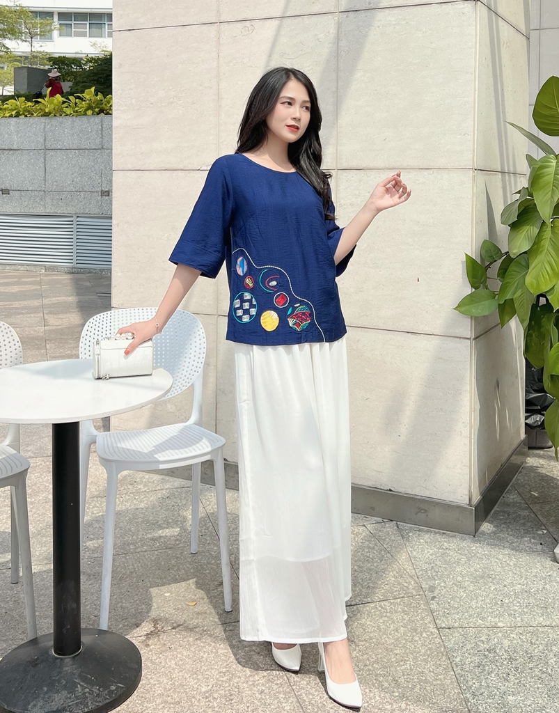 Quần Ống Rộng Vải Chiffon Nhún Swanlake -  Q10344LW01