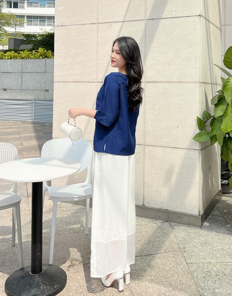 Quần Ống Rộng Vải Chiffon Nhún Swanlake -  Q10344LW01