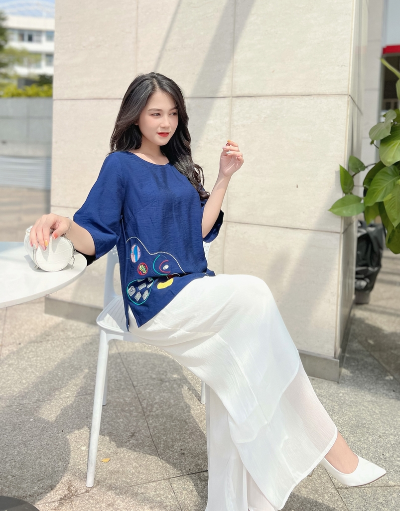 Quần Ống Rộng Vải Chiffon Nhún Swanlake -  Q10344LW01