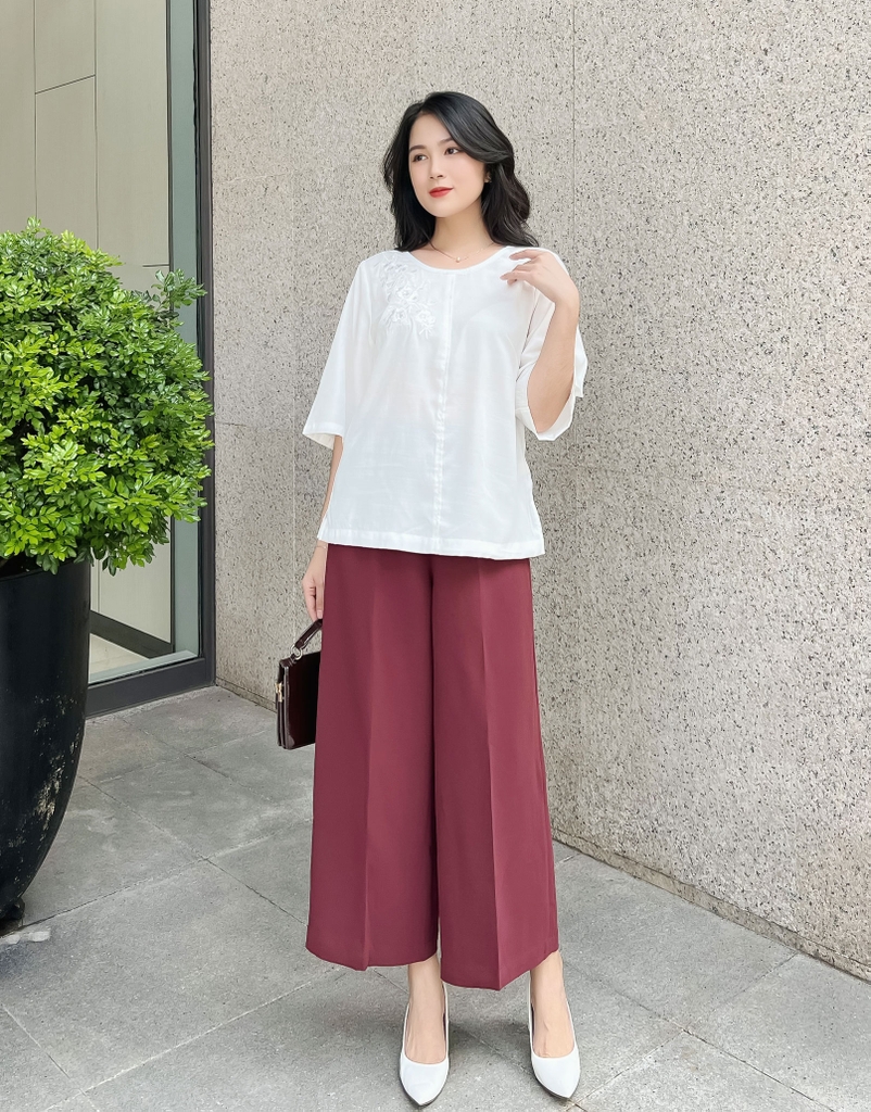 Áo Thêu Tay Lỡ Vải Lụa Xược Swanlake - A10514LW12