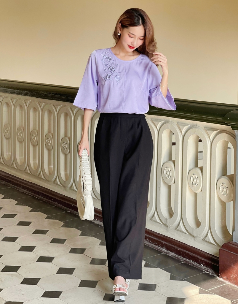 Áo Thêu Tay Lỡ Vải Lụa Xược Swanlake - A10514LW12