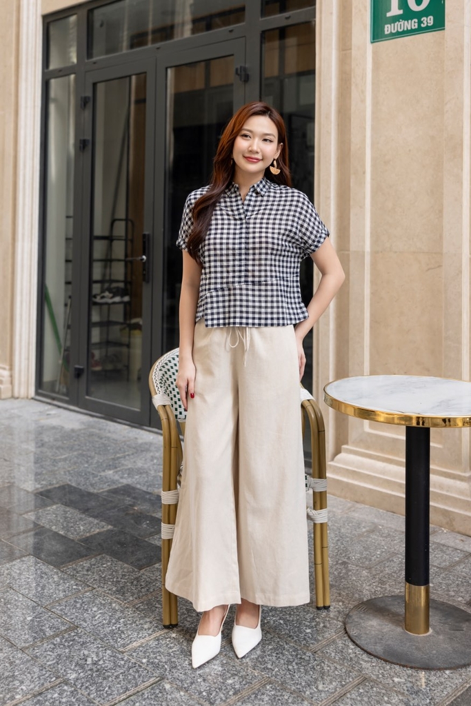 Quần Linen Ống Rộng Dây Rút Swanlake - Q11627LW02