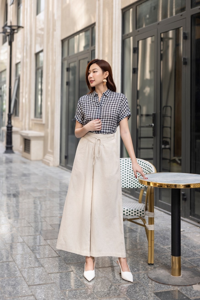 Quần Linen Ống Rộng Dây Rút Swanlake - Q11627LW02