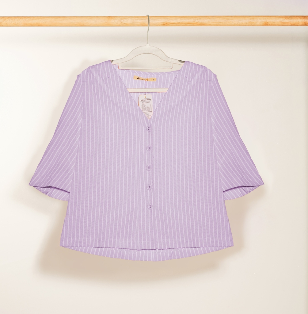 Áo Kiểu Cotton sọc Swanlake - A11056LW01