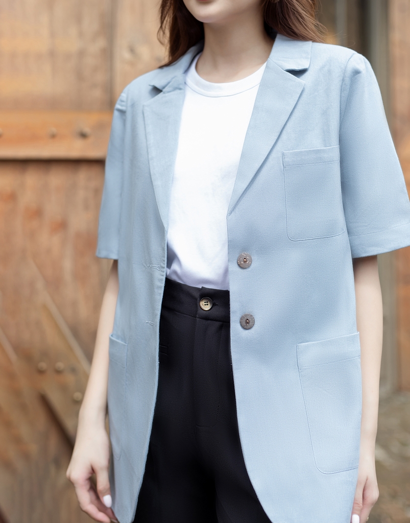 Áo khoác nữ vải linen - Áo vest tay lỡ