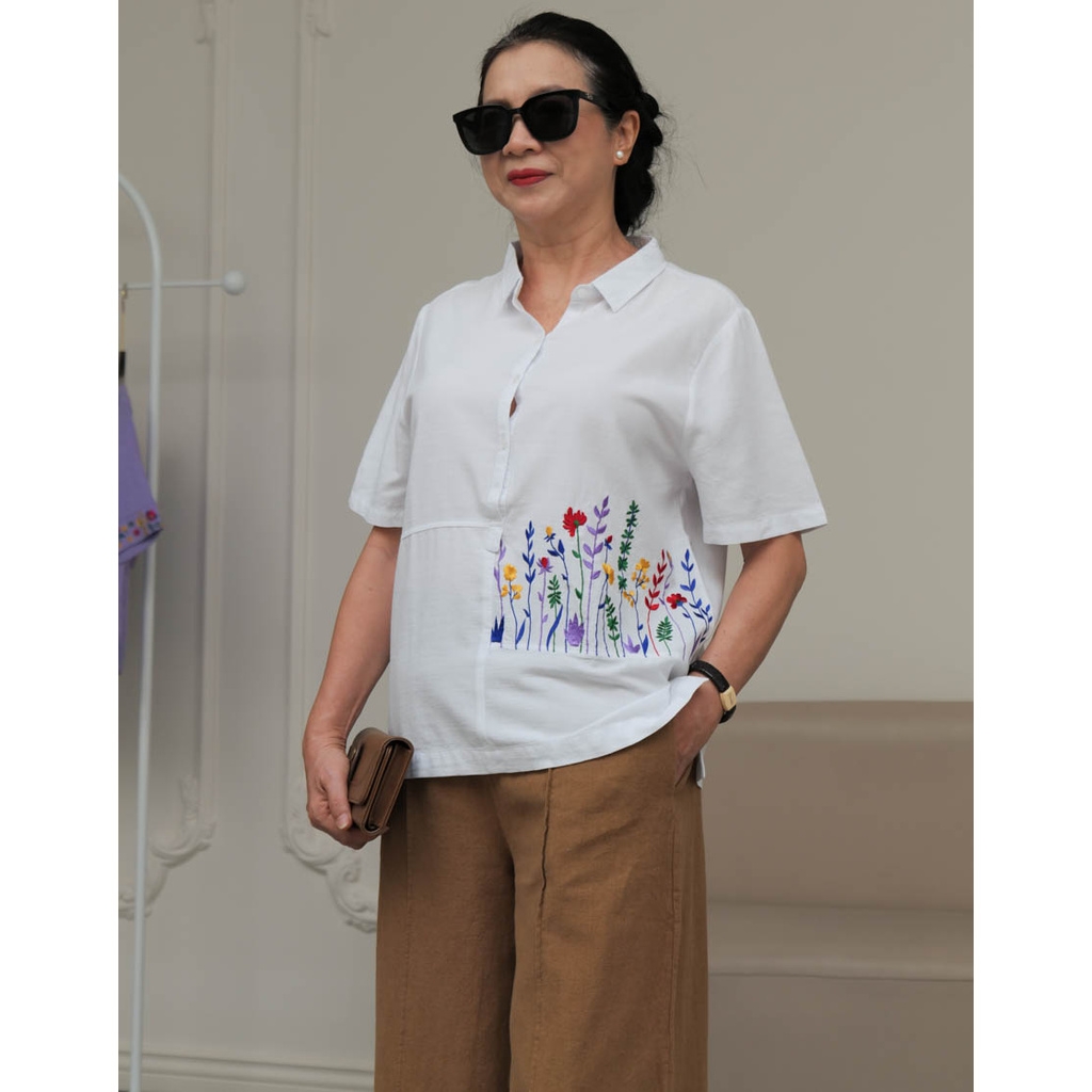 Áo Sơ Mi Thêu Vải Linen Swanlake - A11096LW05