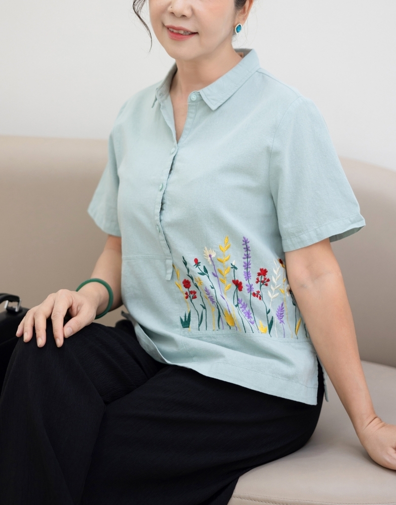 Áo Sơ Mi Thêu Vải Linen Swanlake - A11096LW05